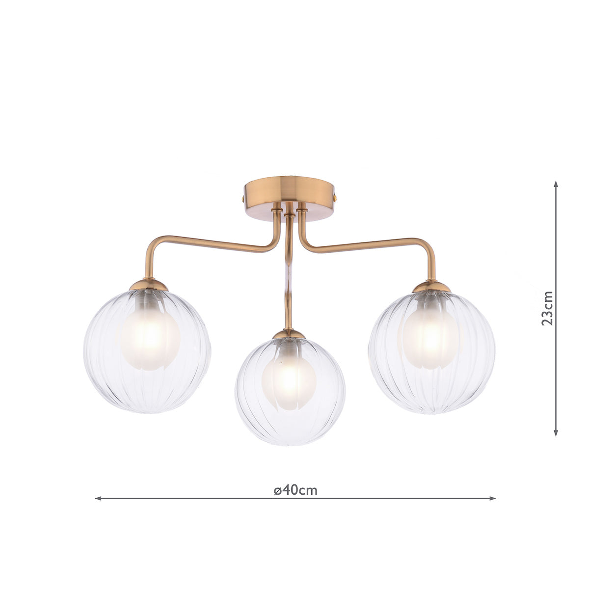 Dar Feya 3 Light Semi-Flush Antique Bronze & Clear/Opal Glass – from Amos Lighting + Home