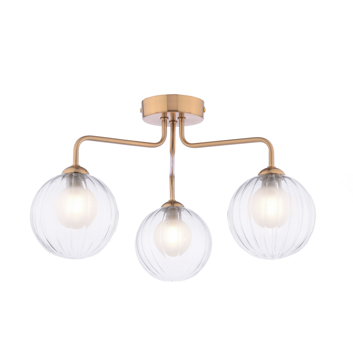 Dar Feya 3 Light Semi-Flush Antique Bronze & Clear/Opal Glass – from Amos Lighting + Home