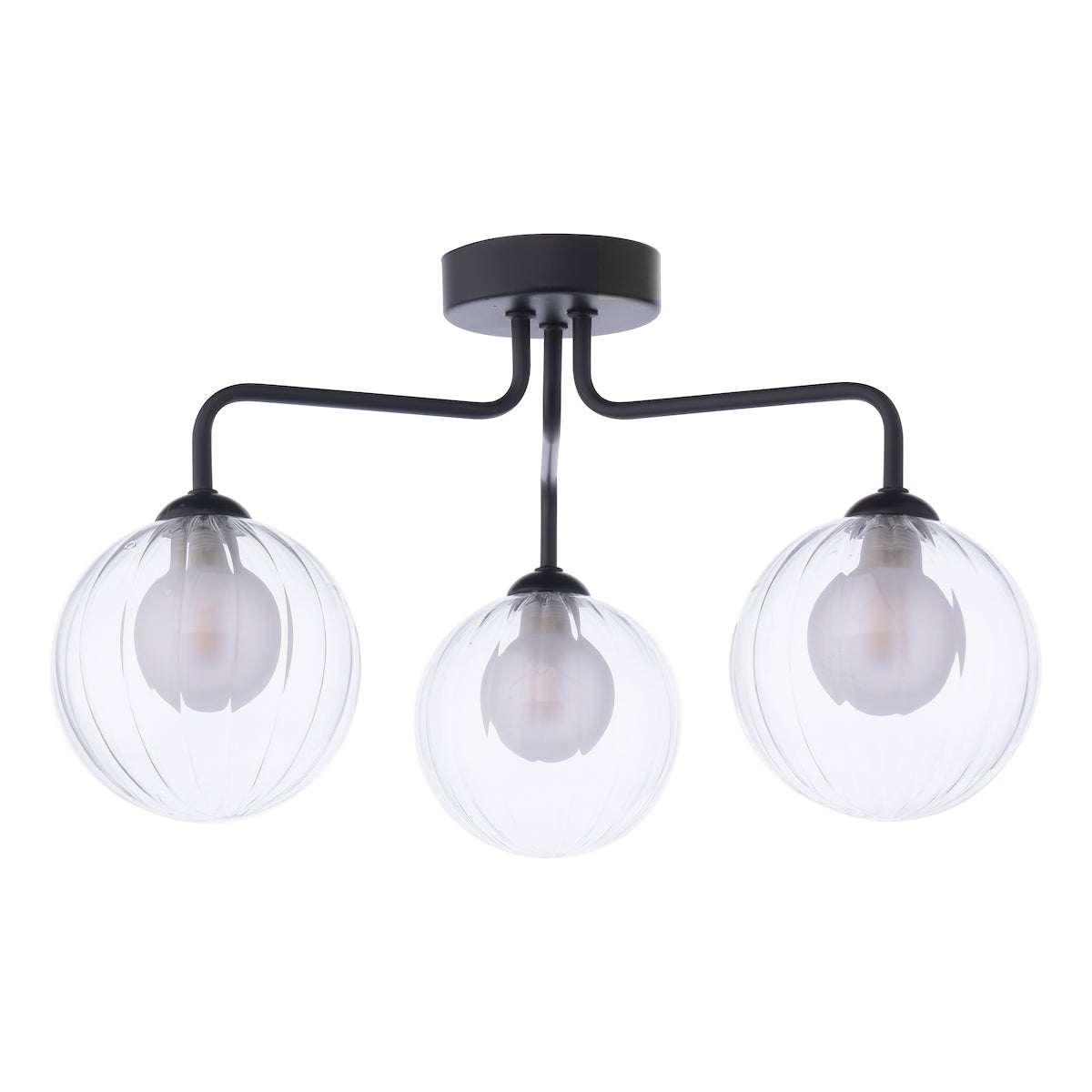 Dar Feya 3 Light Semi-Flush Matt Black & Clear/Opal Glass – from Amos Lighting + Home