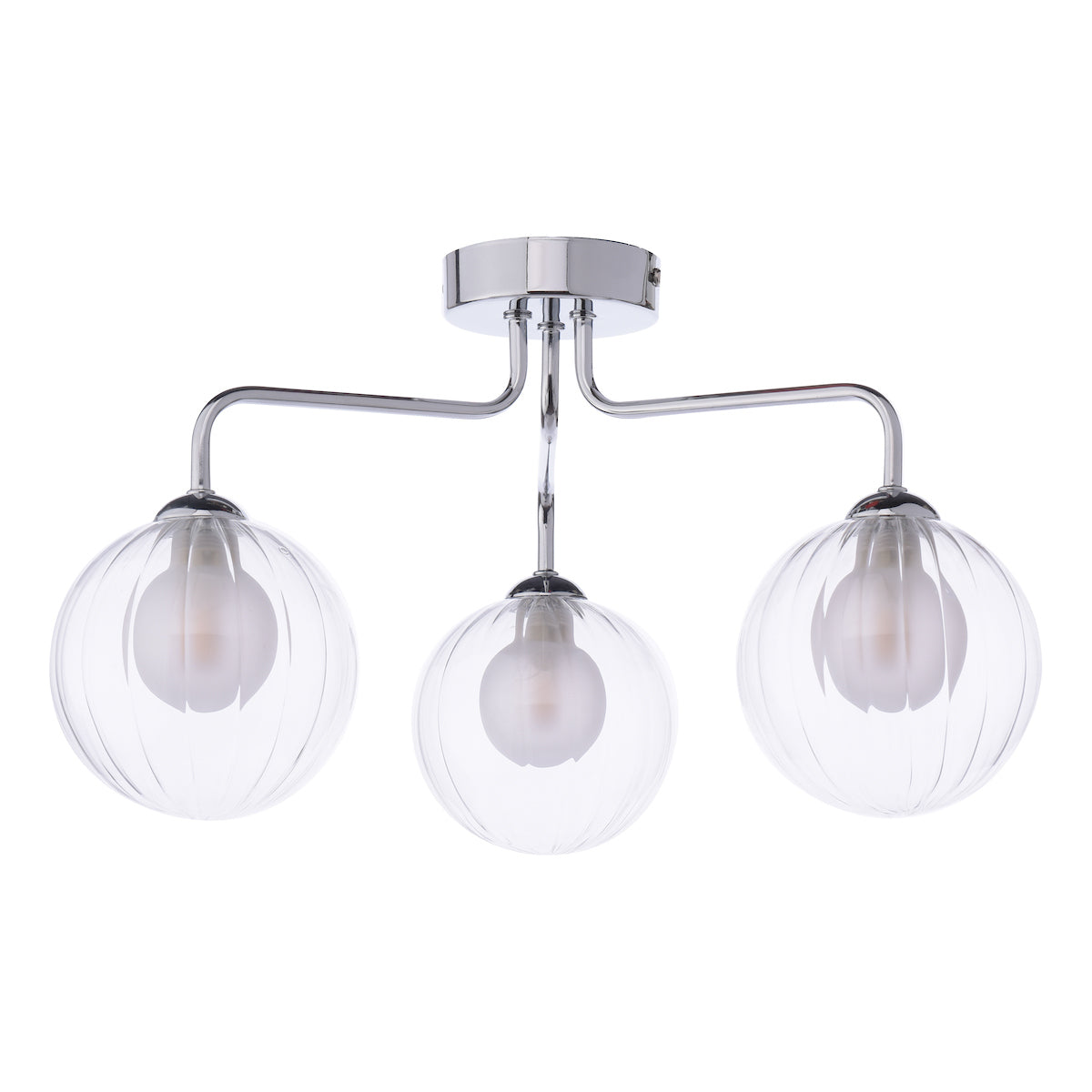 Dar Feya 3 Light Semi-Flush Polished Chrome & Clear/Opal Glass – from Amos Lighting + Home
