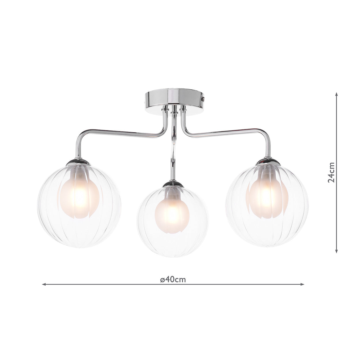 Dar Feya 3 Light Semi-Flush Polished Chrome & Clear/Opal Glass – from Amos Lighting + Home