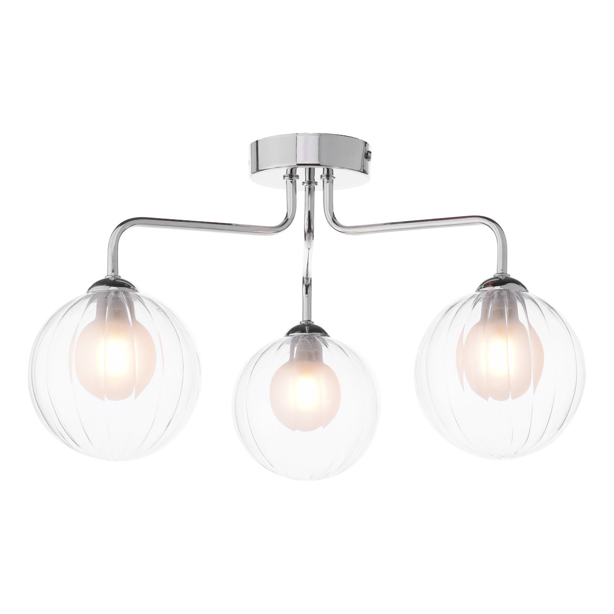 Dar Feya 3 Light Semi-Flush Polished Chrome & Clear/Opal Glass – from Amos Lighting + Home