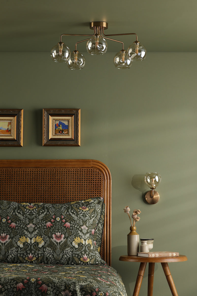 Dar Feya 5 Light Semi-Flush Antique Bronze & Champagne Dimpled Glass – from Amos Lighting + Home