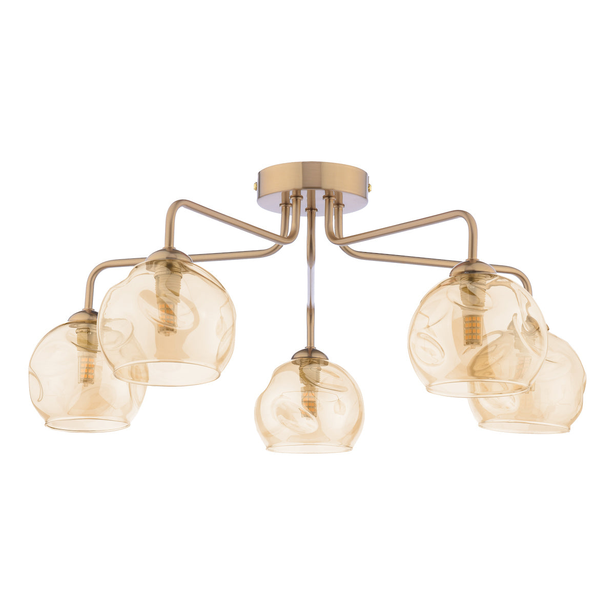 Dar Feya 5 Light Semi-Flush Antique Bronze & Champagne Dimpled Glass – from Amos Lighting + Home