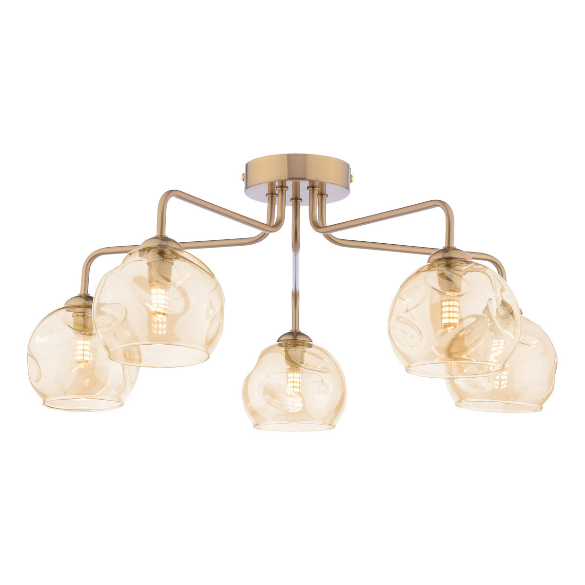 Dar Feya 5 Light Semi-Flush Antique Bronze & Champagne Dimpled Glass – from Amos Lighting + Home