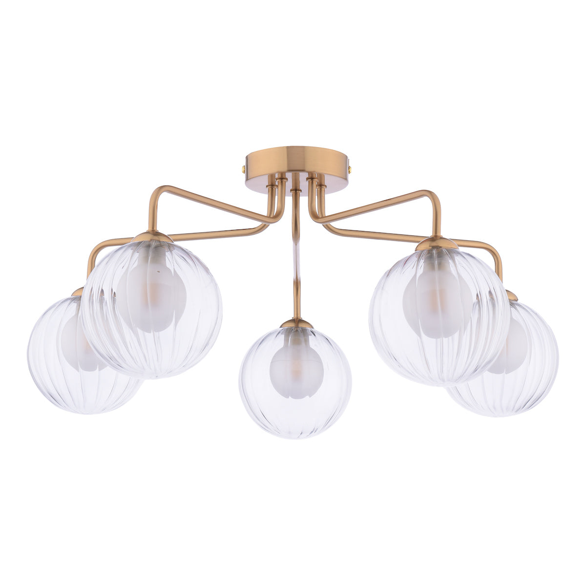 Dar Feya 5 Light Semi-Flush Antique Bronze & Clear/Opal Glass – from Amos Lighting + Home