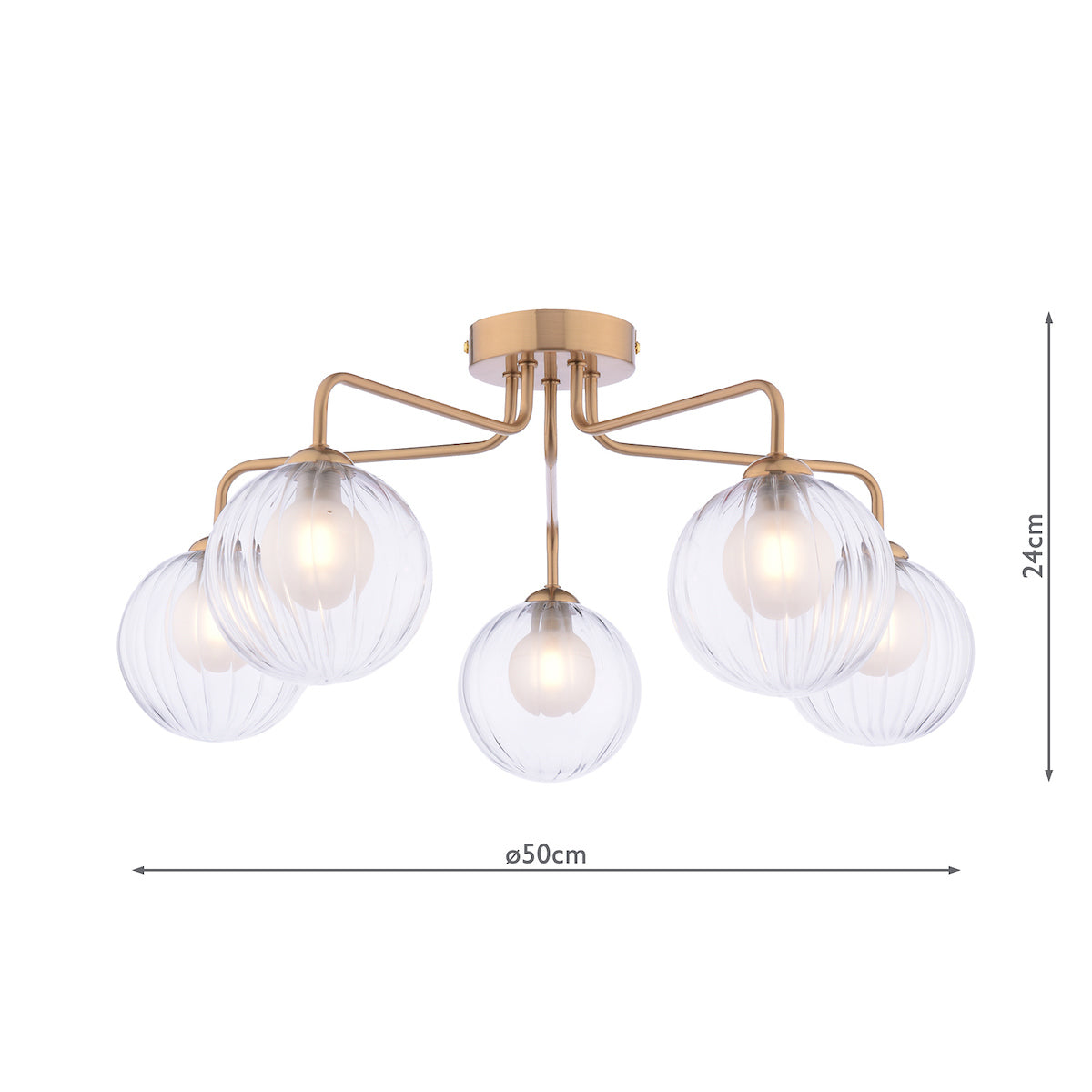 Dar Feya 5 Light Semi-Flush Antique Bronze & Clear/Opal Glass – from Amos Lighting + Home