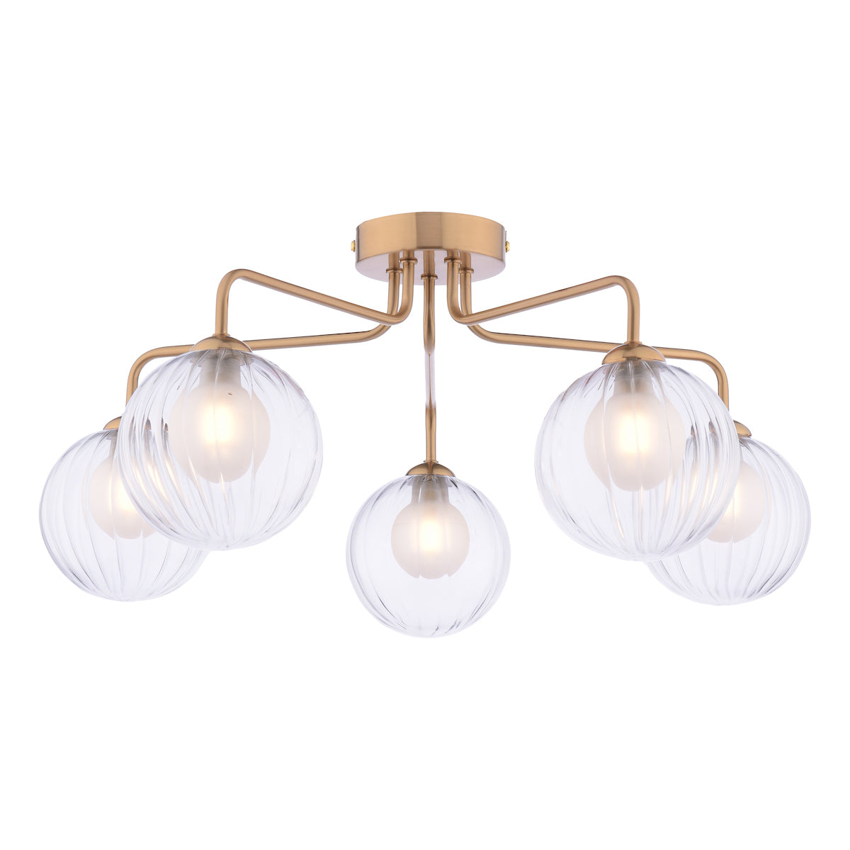 Dar Feya 5 Light Semi-Flush Antique Bronze & Clear/Opal Glass – from Amos Lighting + Home