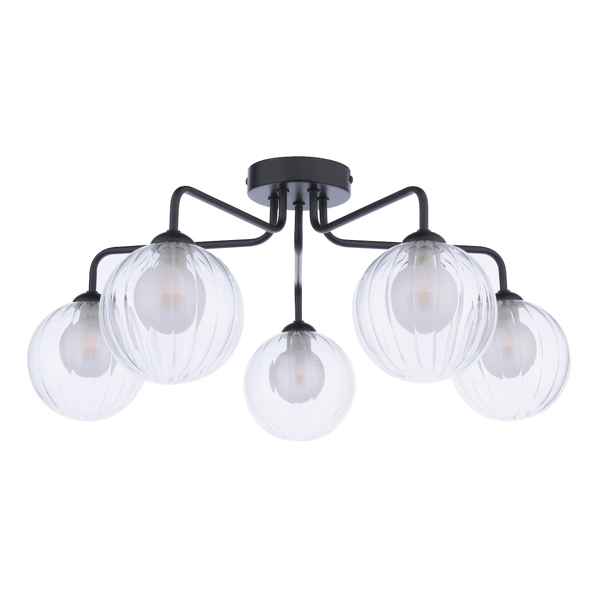 Dar Feya 5 Light Semi-Flush Matt Black & Clear/Opal Glass – from Amos Lighting + Home