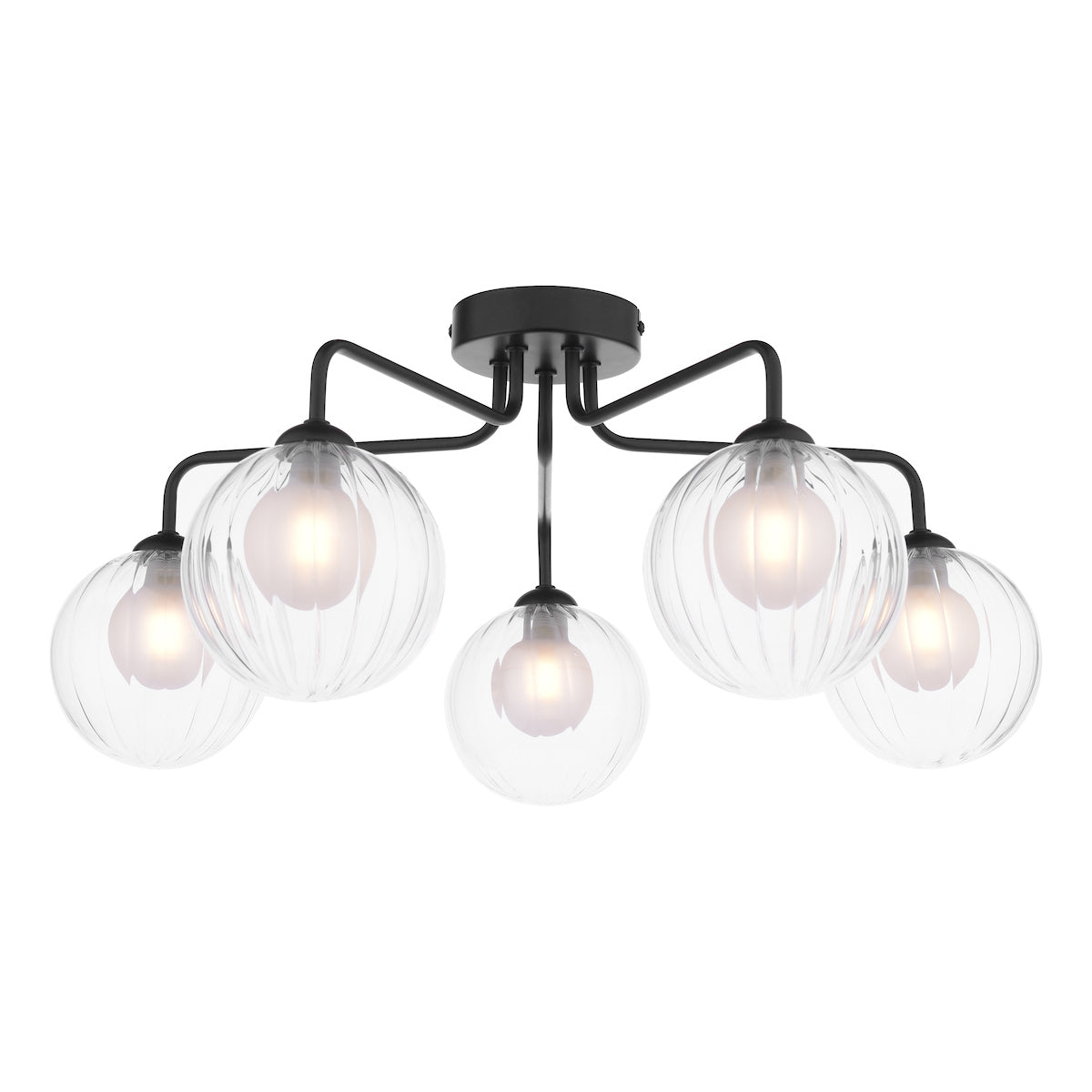 Dar Feya 5 Light Semi-Flush Matt Black & Clear/Opal Glass – from Amos Lighting + Home
