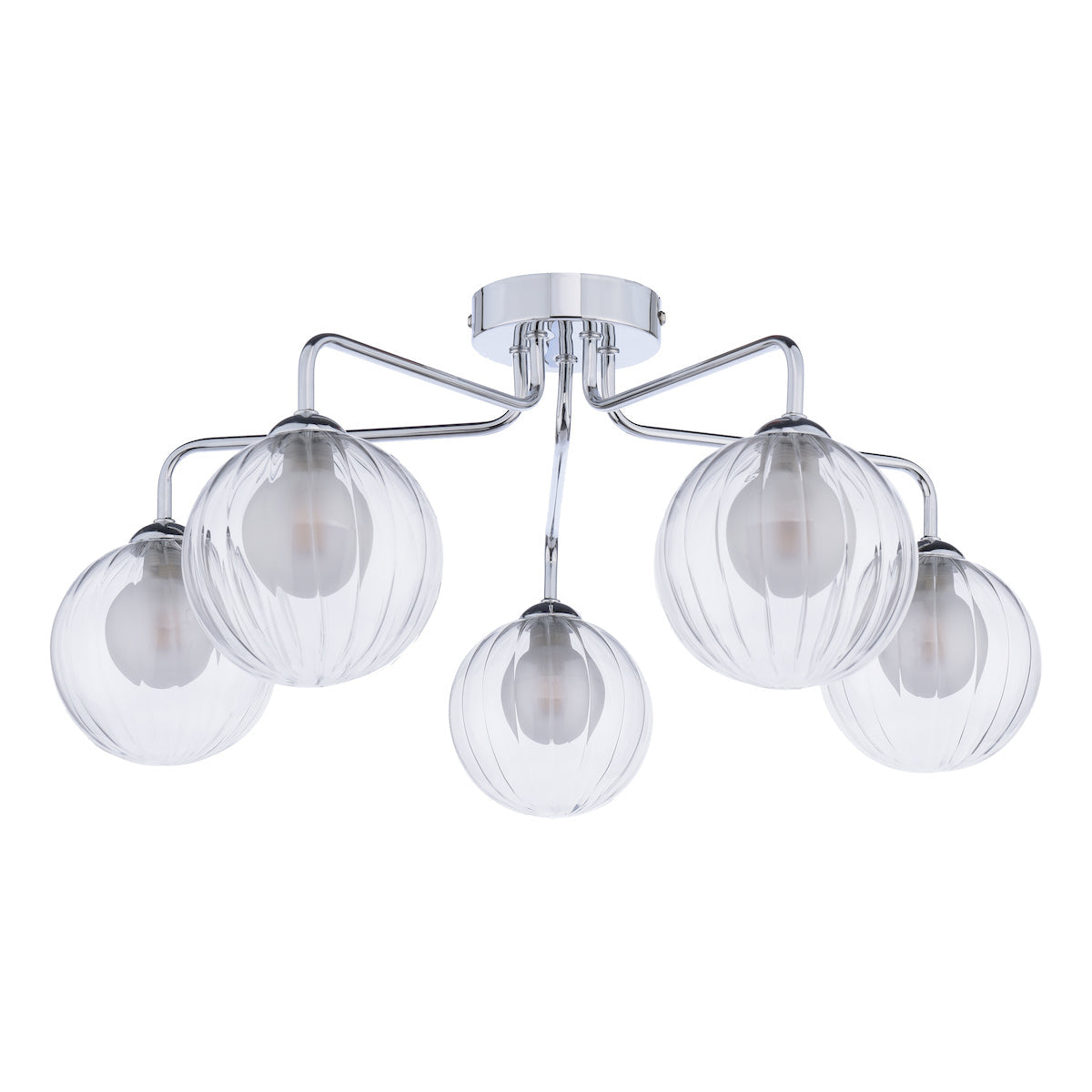 Dar Feya 5 Light Semi-Flush Polished Chrome & Clear/Opal Glass – from Amos Lighting + Home