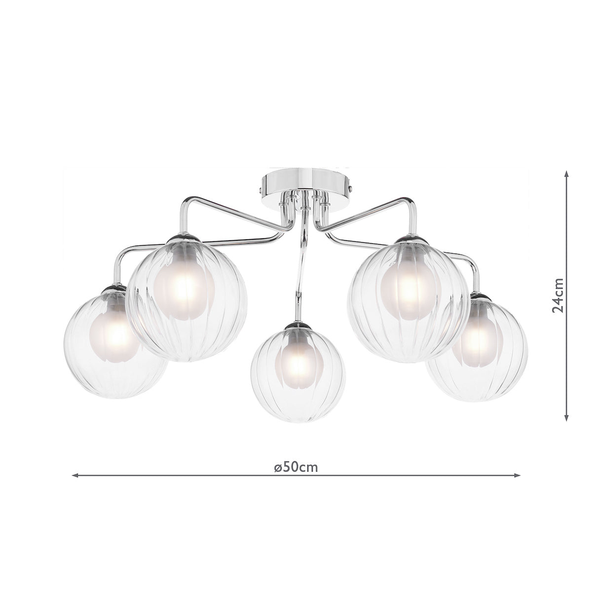 Dar Feya 5 Light Semi-Flush Polished Chrome & Clear/Opal Glass – from Amos Lighting + Home