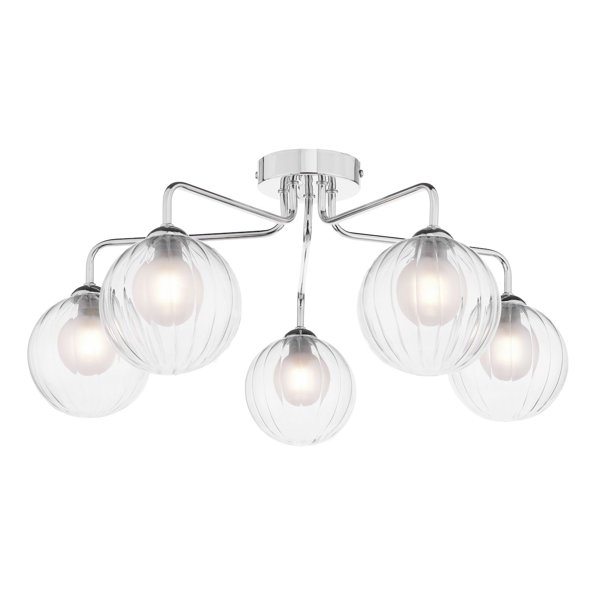 Dar Feya 5 Light Semi-Flush Polished Chrome & Clear/Opal Glass – from Amos Lighting + Home