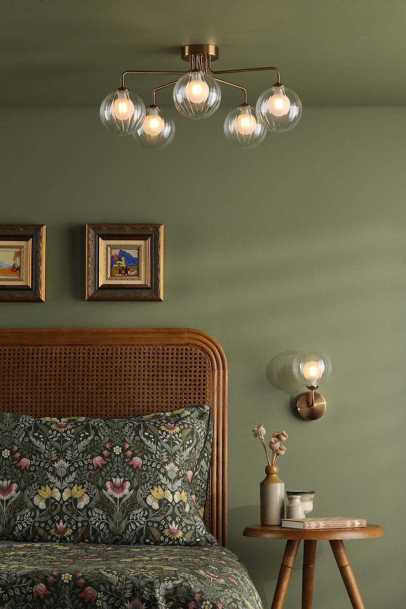 Dar Feya Wall Light Antique Bronze & Clear/Opal Glass – from Amos Lighting + Home