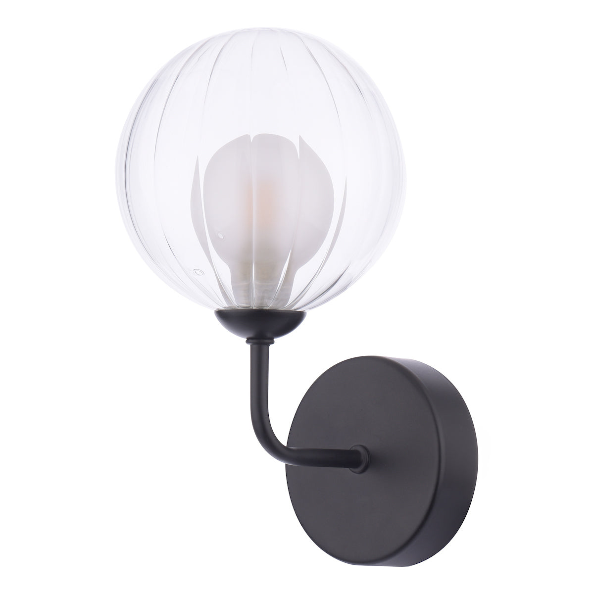 Dar Feya Wall Light Matt Black & Clear/Opal Glass – from Amos Lighting + Home