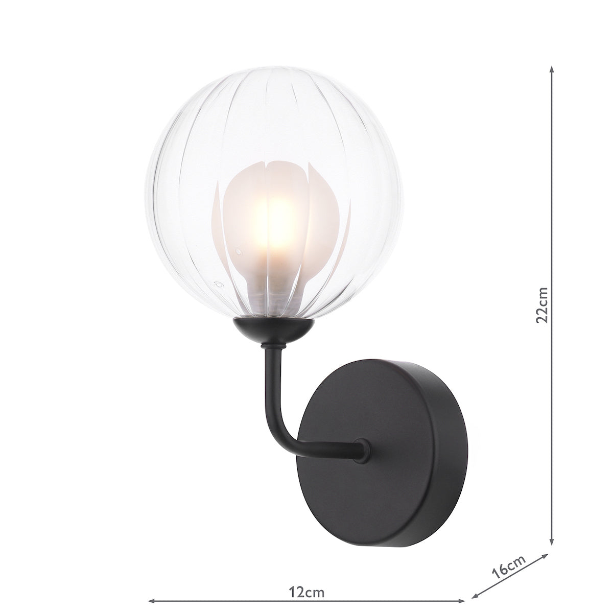 Dar Feya Wall Light Matt Black & Clear/Opal Glass – from Amos Lighting + Home