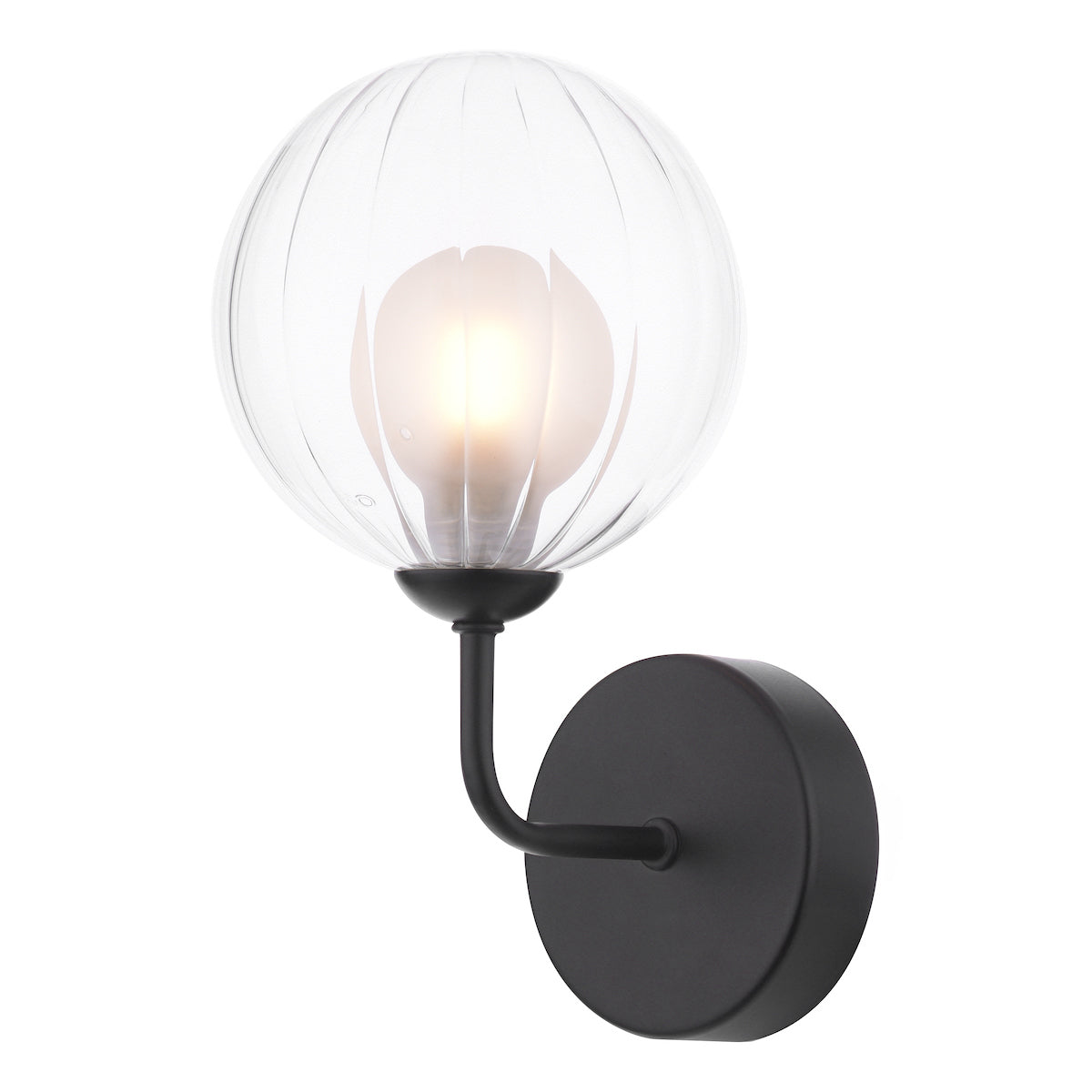 Dar Feya Wall Light Matt Black & Clear/Opal Glass – from Amos Lighting + Home