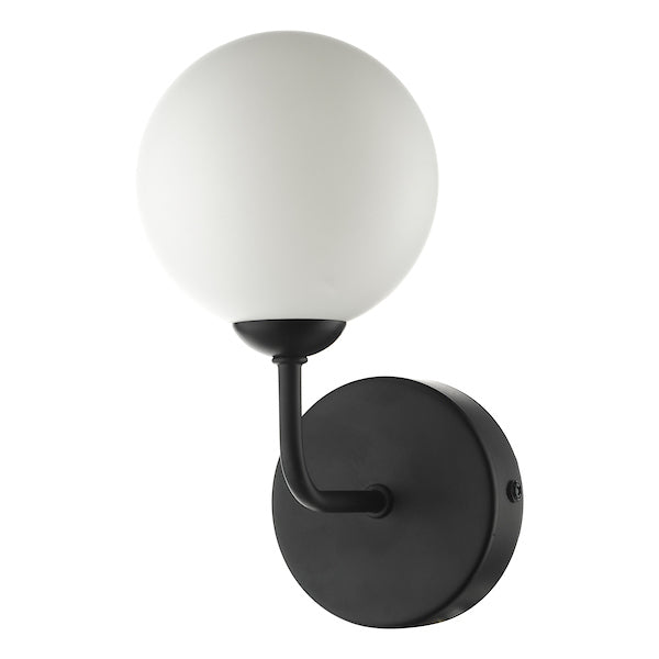 Dar Feya Wall Light Matt Black Opal Glass – from Amos Lighting + Home