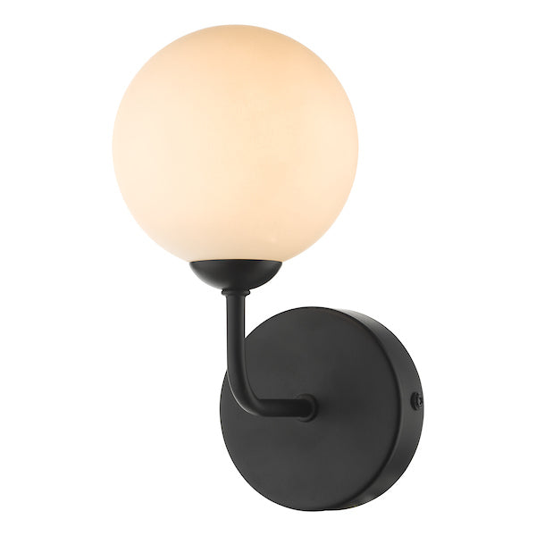 Dar Feya Wall Light Matt Black Opal Glass – from Amos Lighting + Home
