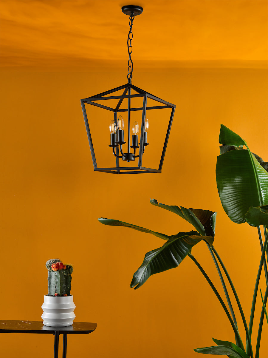 Dar Fionn 4 Light Pendant Matt Black – from Amos Lighting + Home