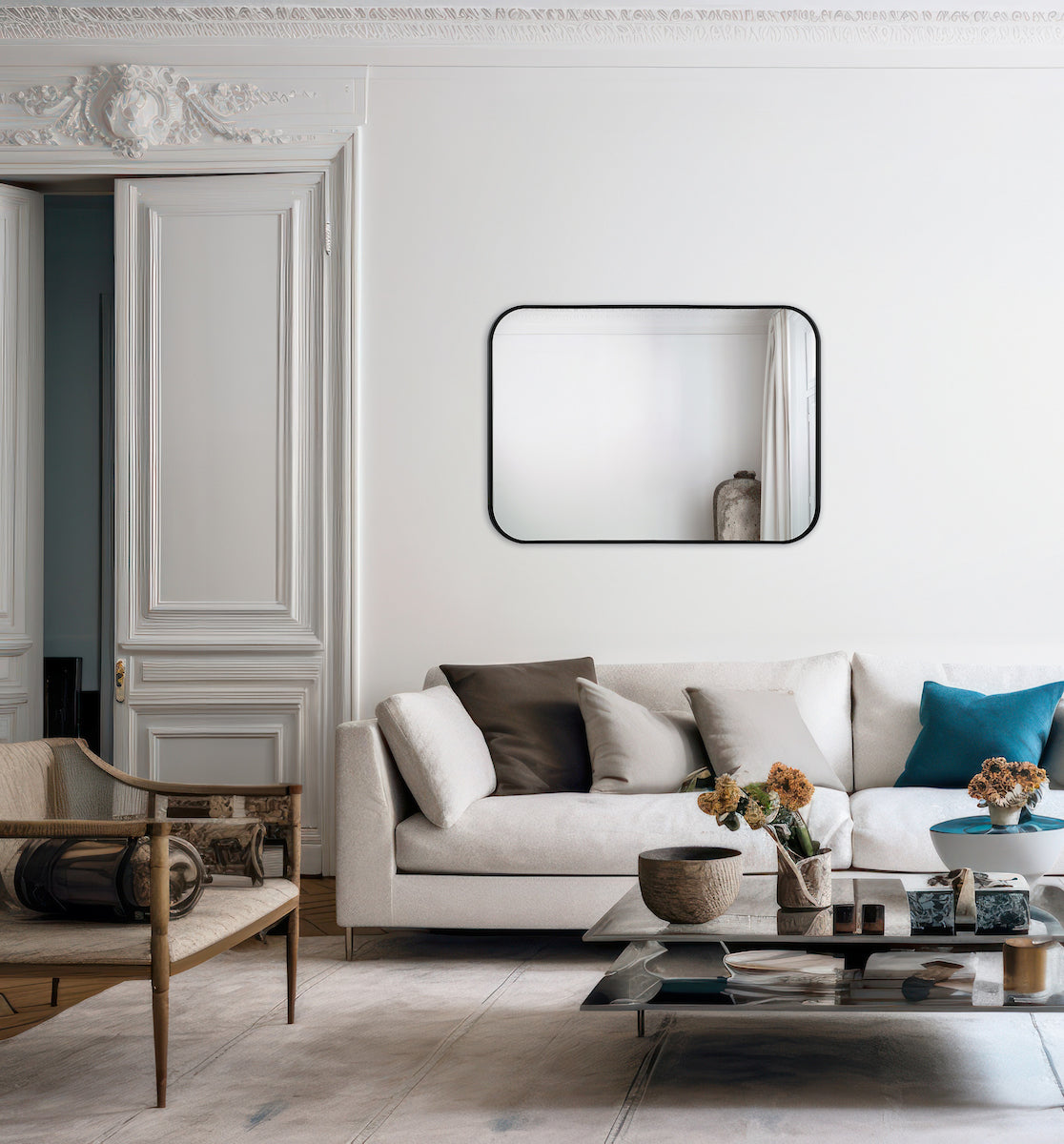 Dar Firuz Rectangle Mirror Thin Matt Black Frame 90 X 60cm – from Amos Lighting + Home