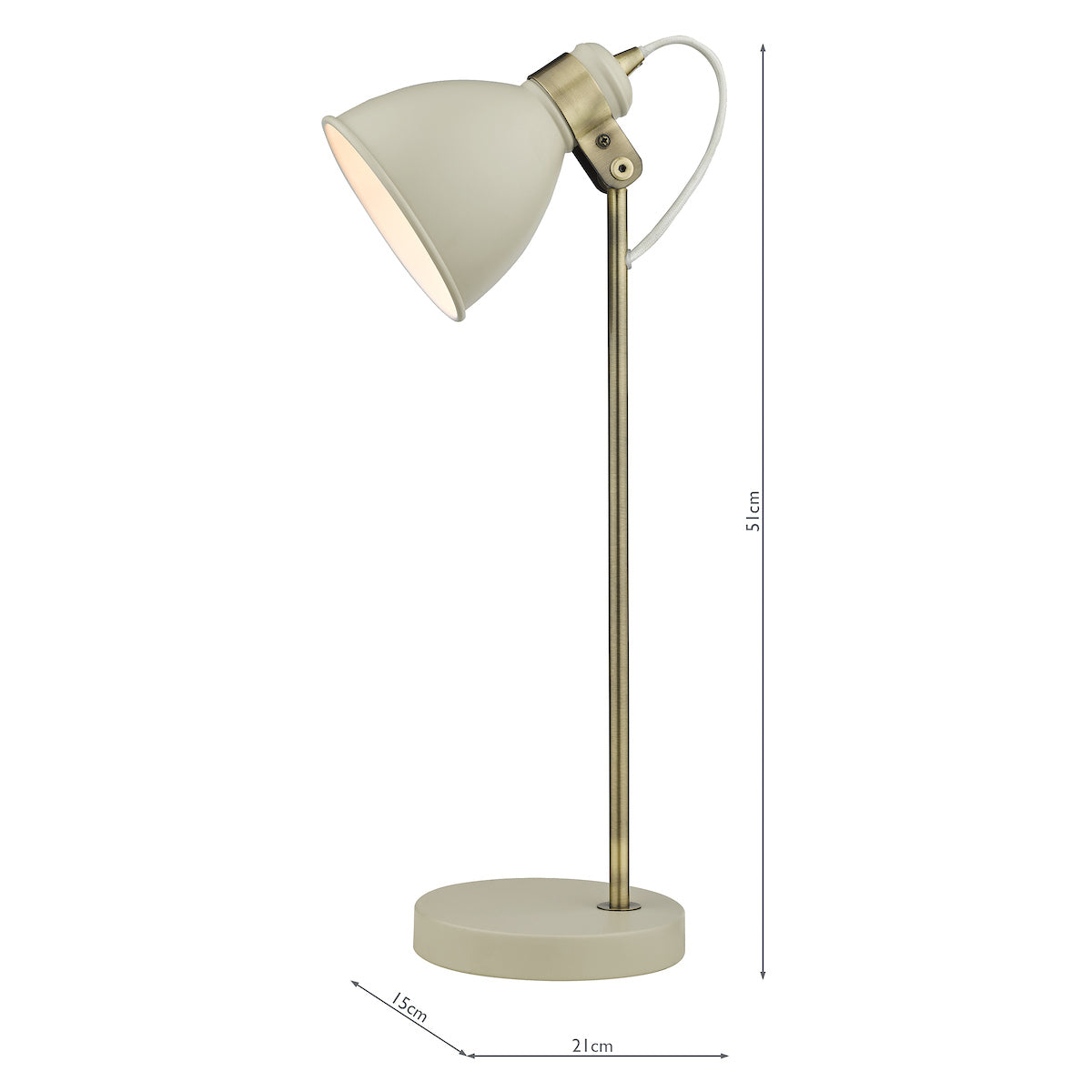 Dar Frederick Task Table Lamp Cream Antique Brass – from Amos Lighting + Home