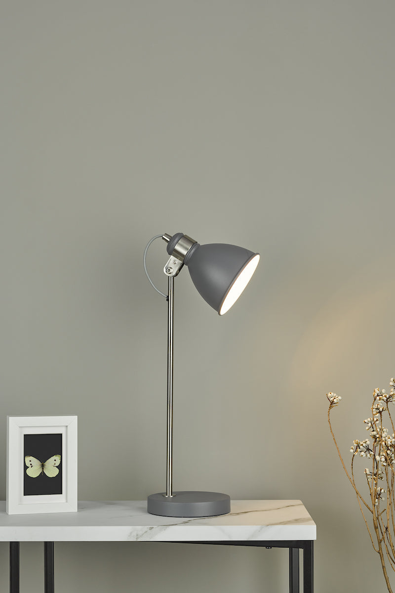 Dar Frederick Task Table Lamp Dark Grey Satin Chrome – from Amos Lighting + Home