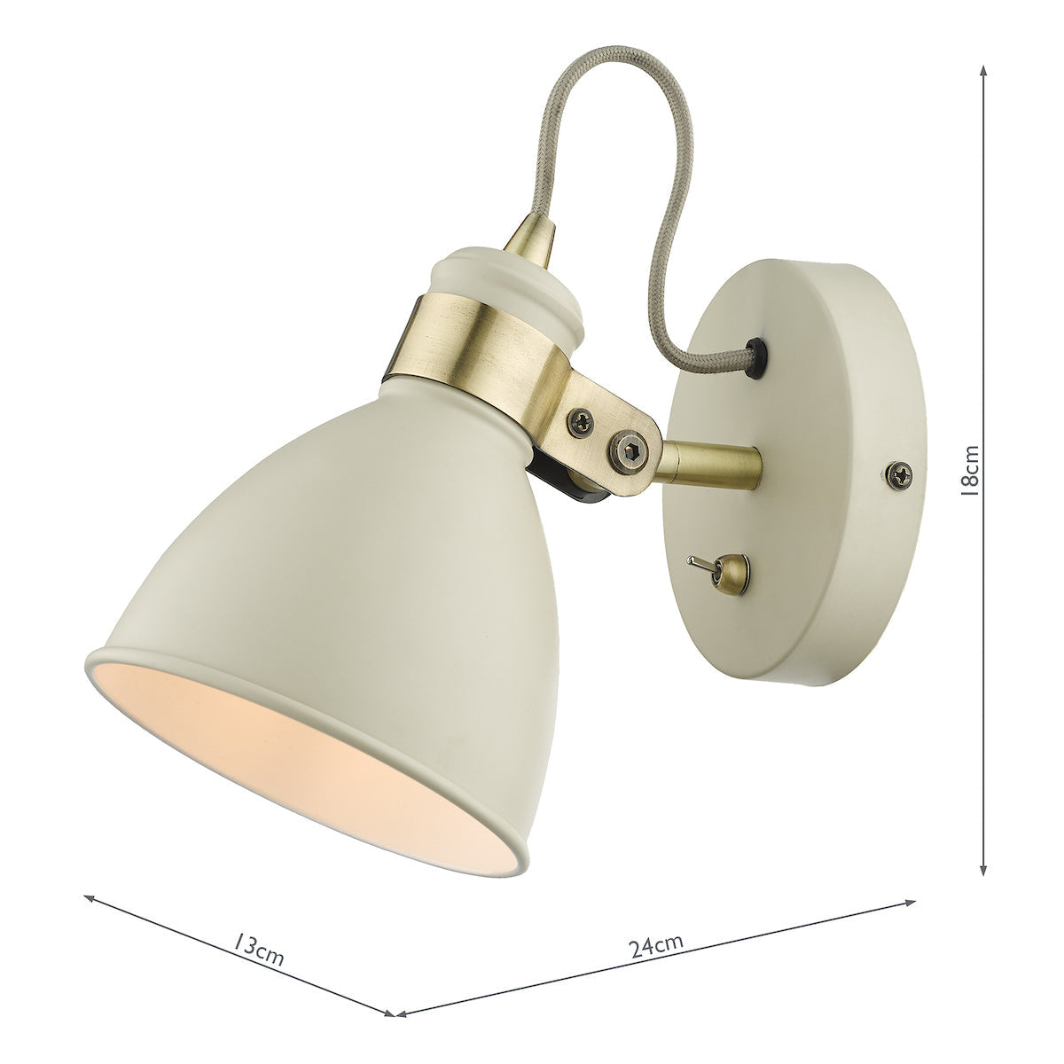 Dar Frederick Wall Spotlight Cream and Antique Brass – from Amos Lighting + Home