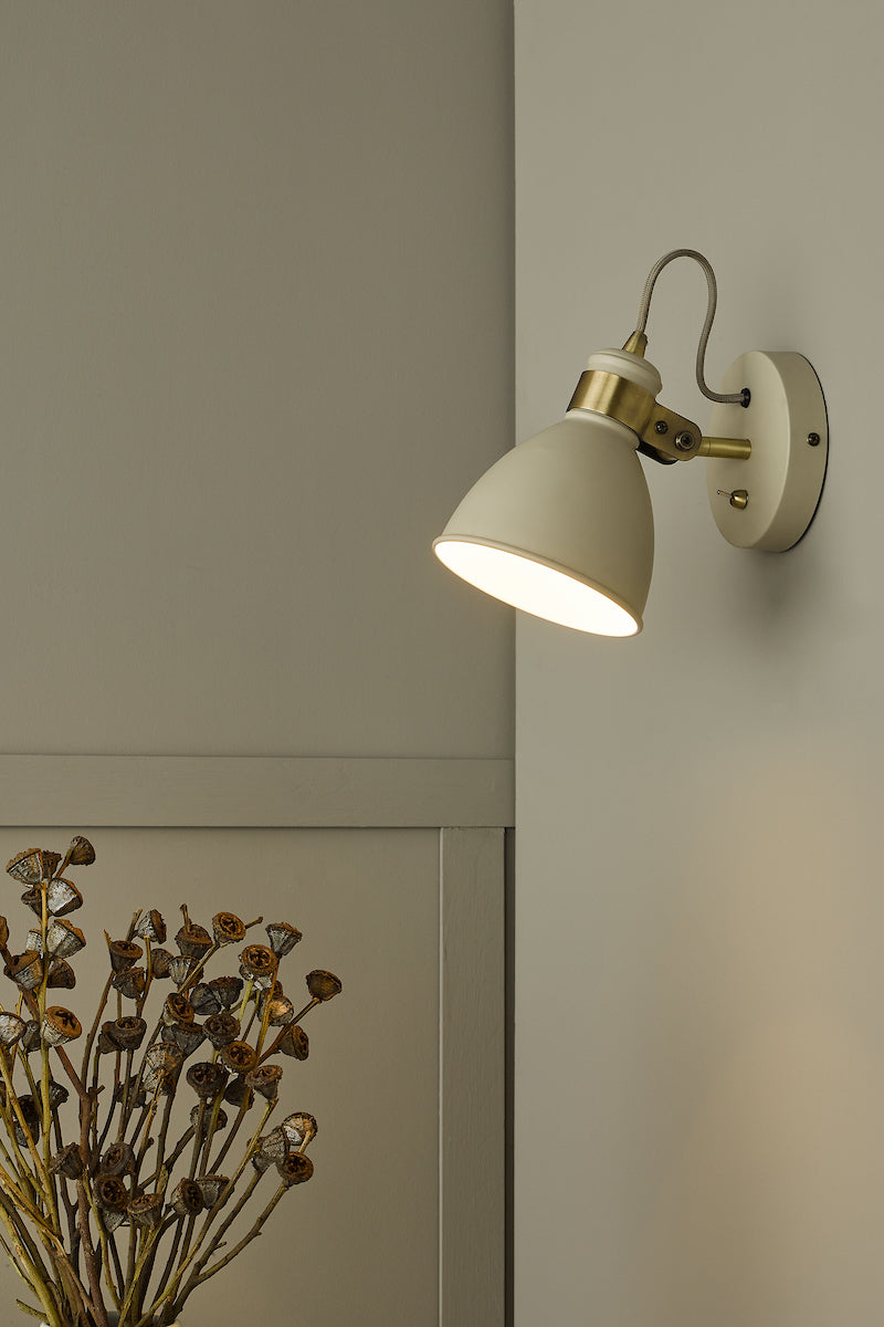 Dar Frederick Wall Spotlight Cream and Antique Brass – from Amos Lighting + Home