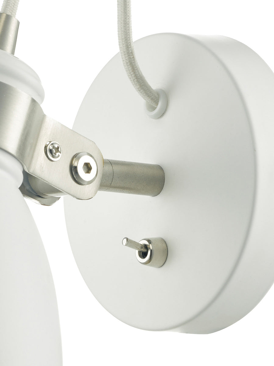 Dar Frederick Wall Spotlight White and Satin Chrome – from Amos Lighting + Home