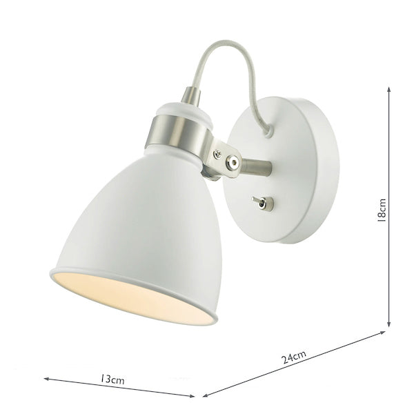 Dar Frederick Wall Spotlight White and Satin Chrome – from Amos Lighting + Home