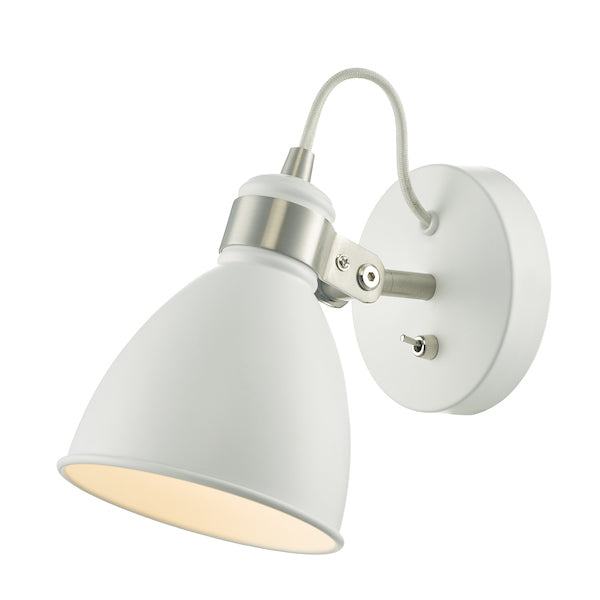 Dar Frederick Wall Spotlight White and Satin Chrome – from Amos Lighting + Home