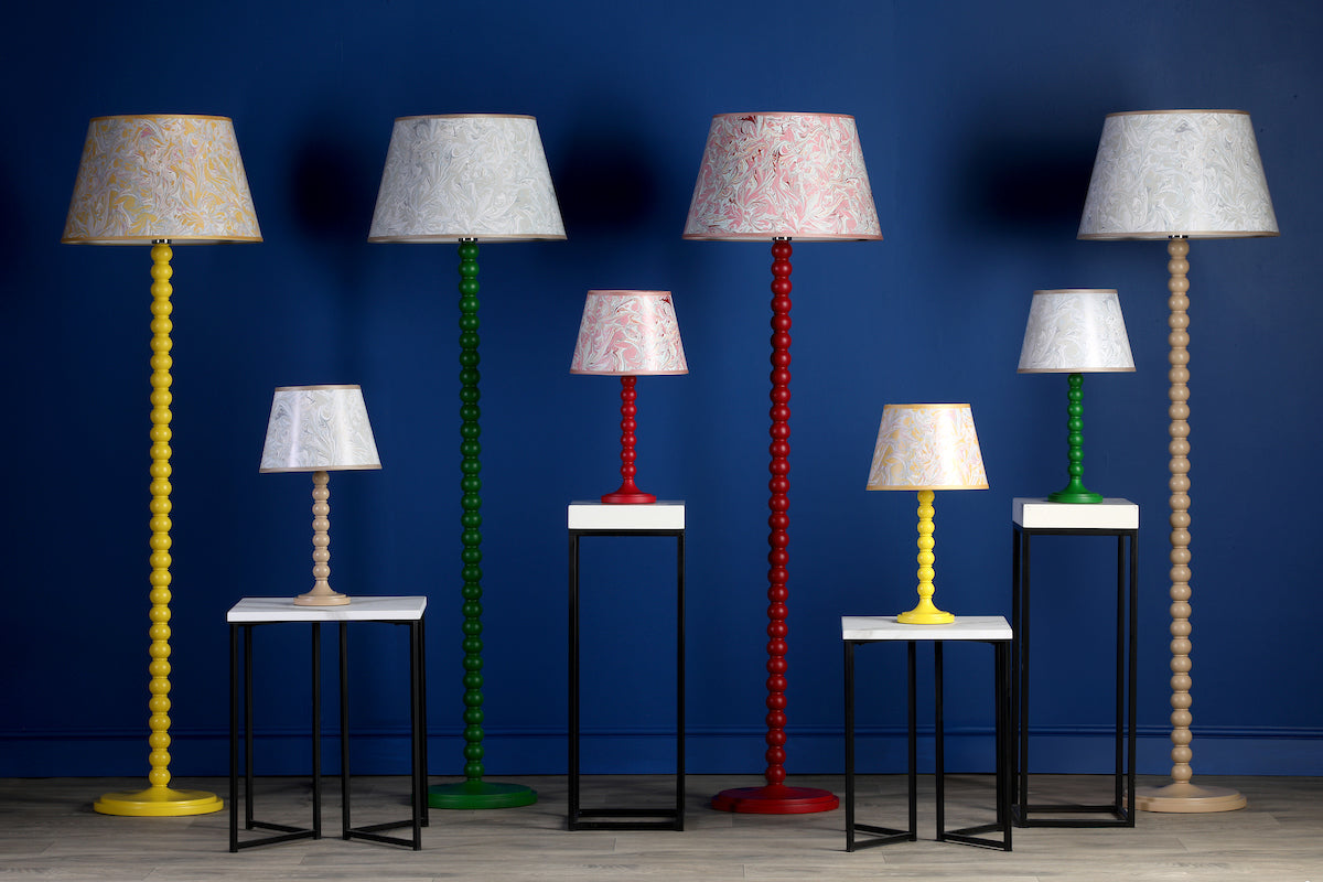 Dar Frida Red Marble Pattern Tapered Drum Shade 45cm – from Amos Lighting + Home