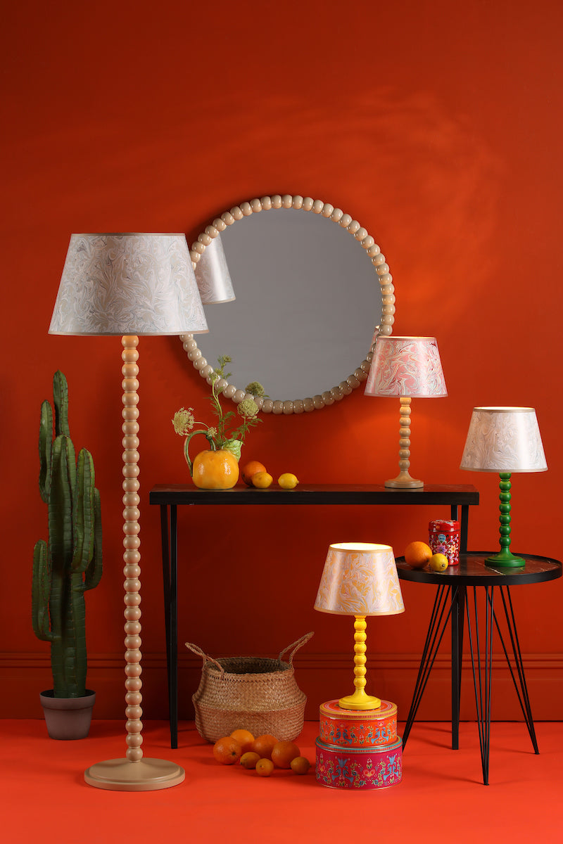 Dar Frida Taupe Marble Pattern Tapered Drum Shade 26cm – from Amos Lighting + Home