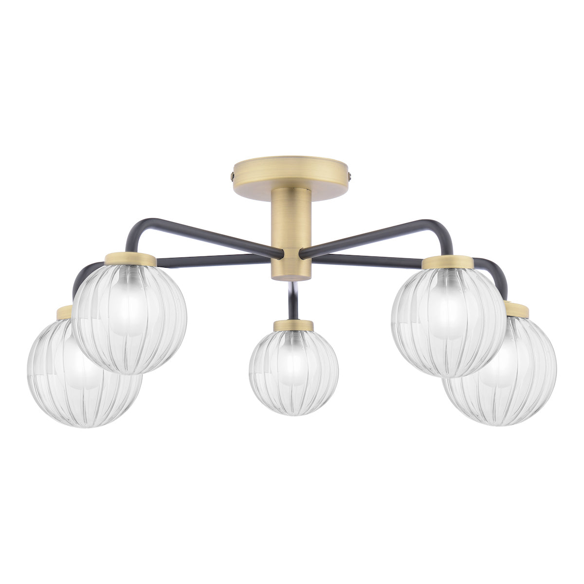 Dar Gibbs 5 Light Semi-Flush Antique Brass & Glass – from Amos Lighting + Home