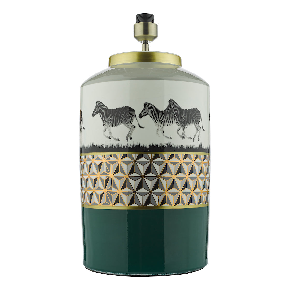 Dar Gold Collection Callie Table Lamp Green/Gold Zebra Motif Base – from Amos Lighting + Home