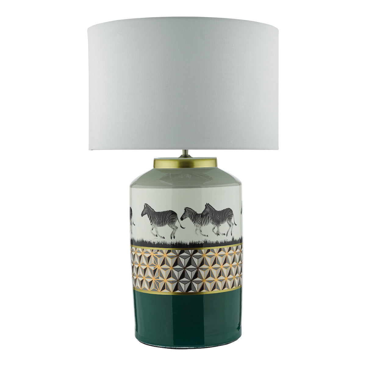 Dar Gold Collection Callie Table Lamp Green/Gold Zebra Motif Base – from Amos Lighting + Home