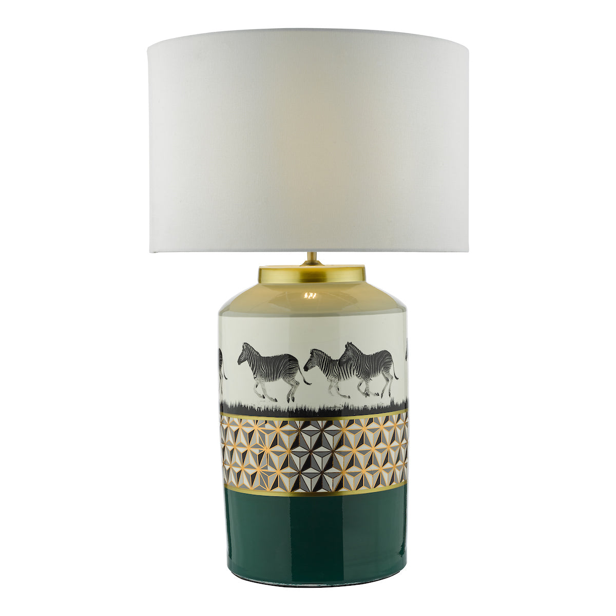 Dar Gold Collection Callie Table Lamp Green/Gold Zebra Motif Base – from Amos Lighting + Home