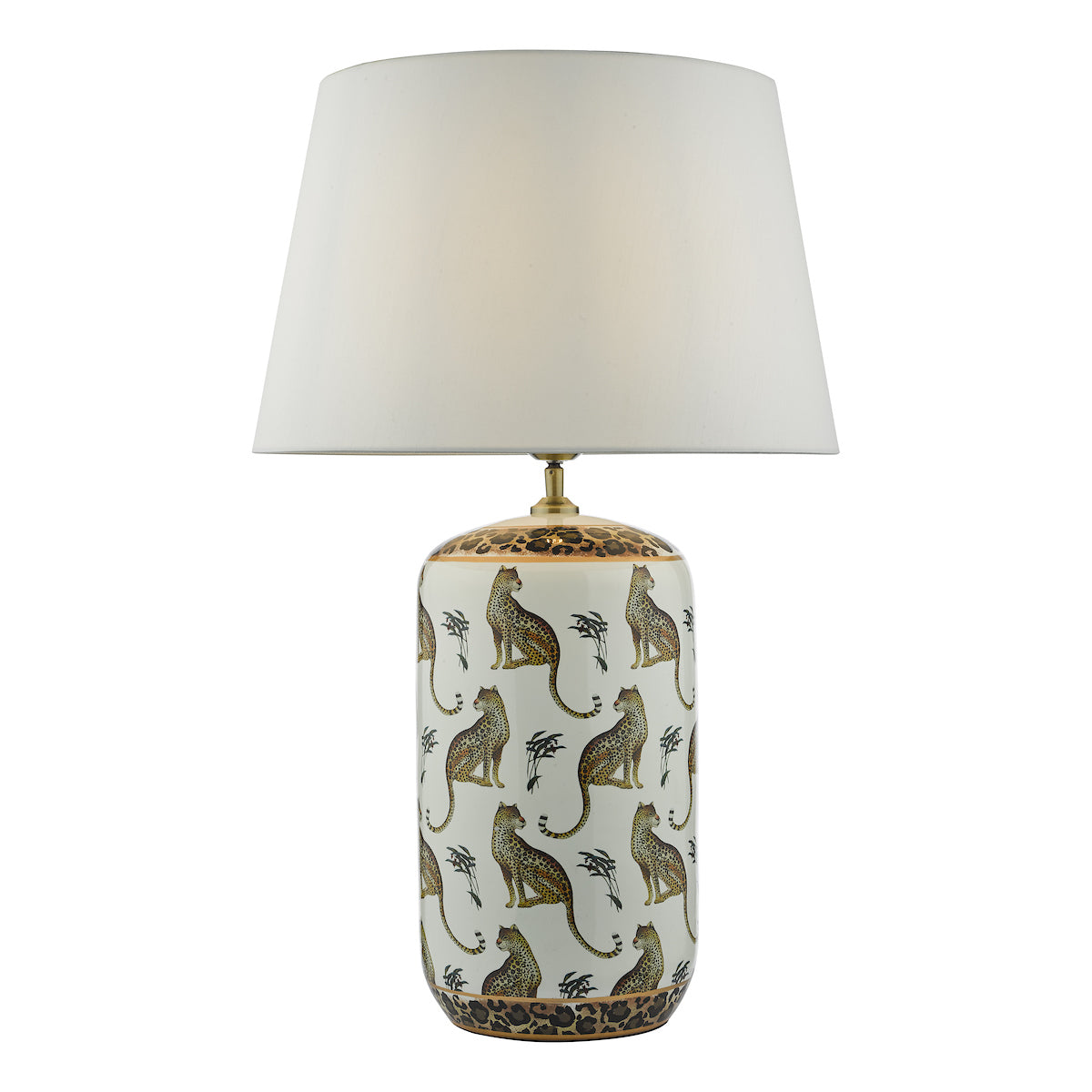 Dar Gold Collection Tigris Ceramic Table Lamp White Leopard Motif Base – from Amos Lighting + Home