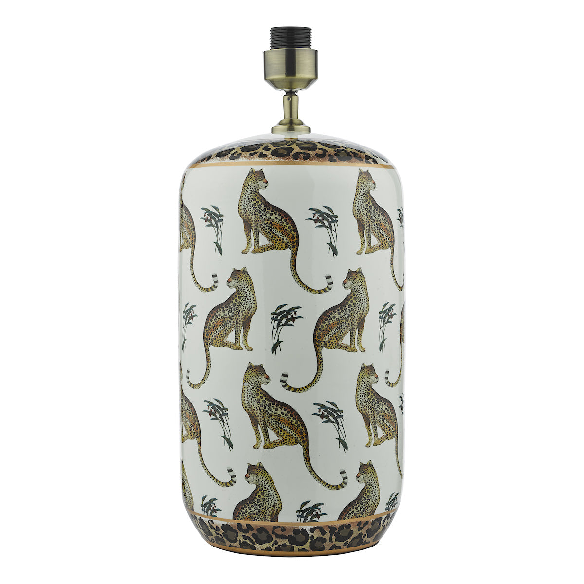 Dar Gold Collection Tigris Ceramic Table Lamp White Leopard Motif Base – from Amos Lighting + Home
