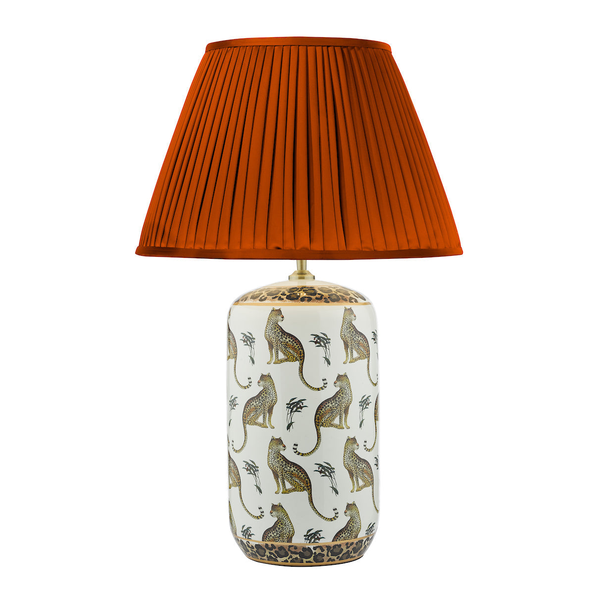 Dar Gold Collection Tigris Ceramic Table Lamp White Leopard Motif Base – from Amos Lighting + Home