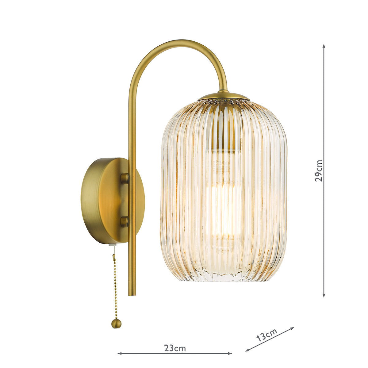 Dar Idra Wall Light Aged Bronze and Champagne Ribbed Glass – from Amos Lighting + Home