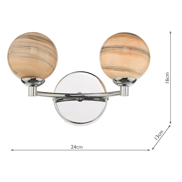 Dar Izzy 2 Light Wall Light with Planet Glass – from Amos Lighting + Home