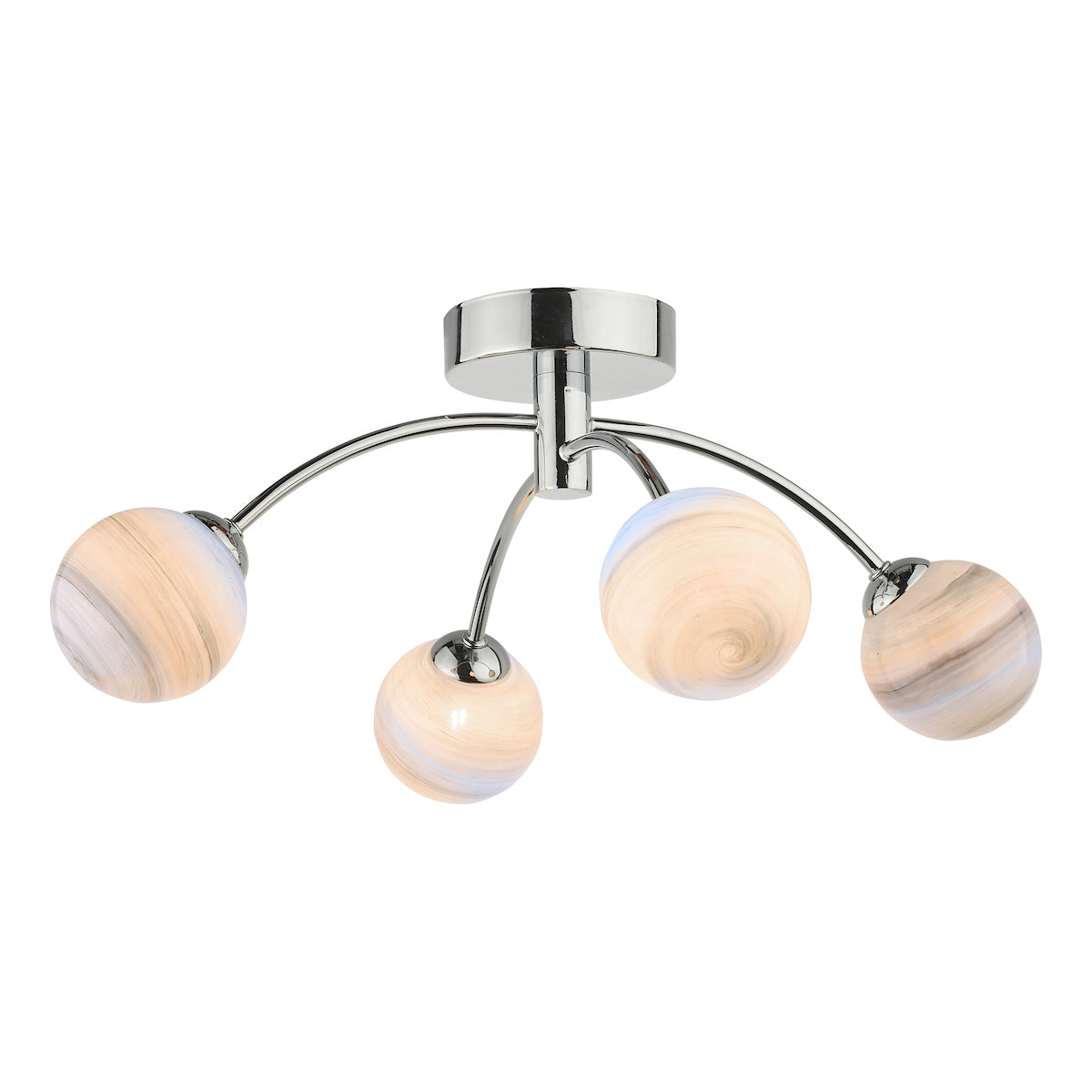 Dar Izzy 4 Light Semi Flush Polished Chrome Planet Glass – from Amos Lighting + Home