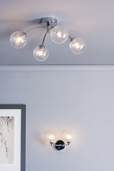 Dar Izzy 4 Light Semi Flush Polished Chrome Twisted Glass – from Amos Lighting + Home