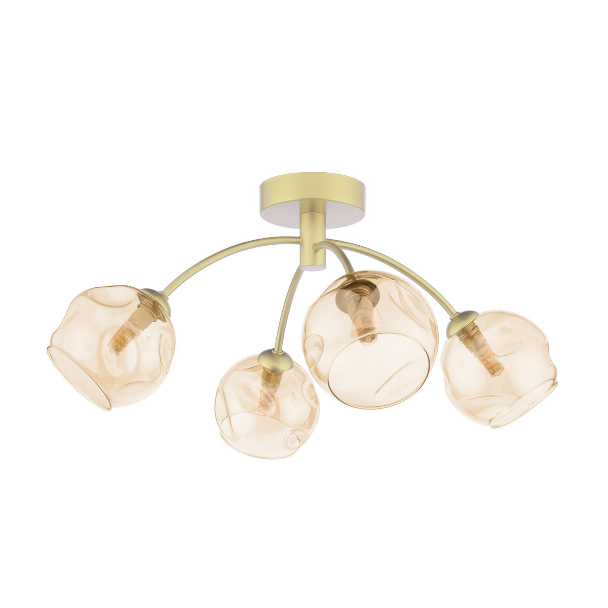 Dar Izzy 4 Light Semi-Flush Polished Gold & Champagne Dimpled Glass – from Amos Lighting + Home
