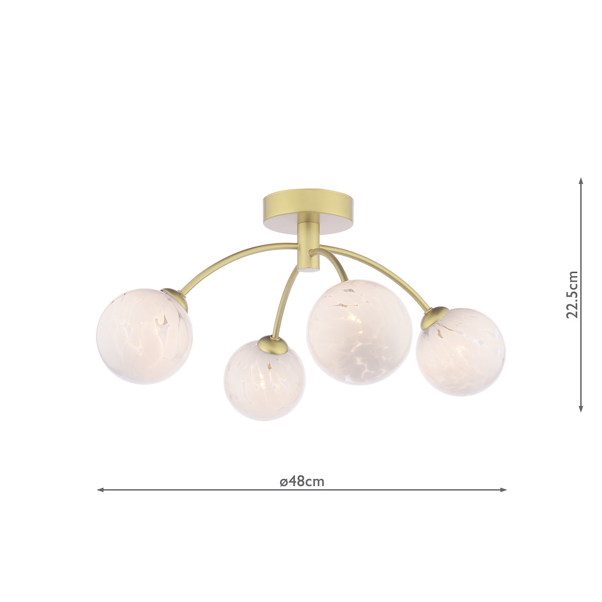 Dar Izzy 4 Light Semi-Flush Polished Gold & Confetti Glass – from Amos Lighting + Home