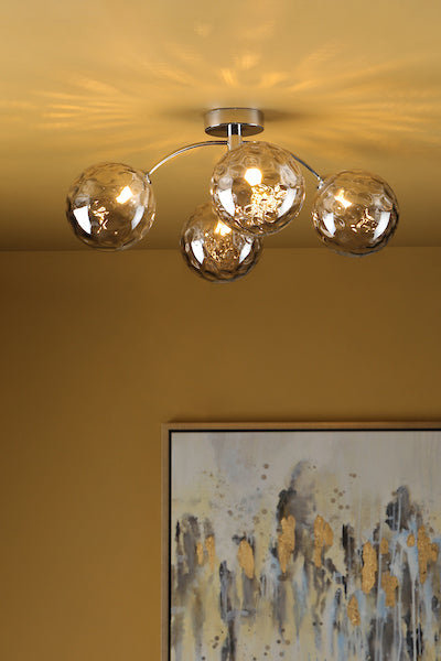 Dar Izzy 4lt Semi-Flush Chrome with Smoked Glass – from Amos Lighting + Home