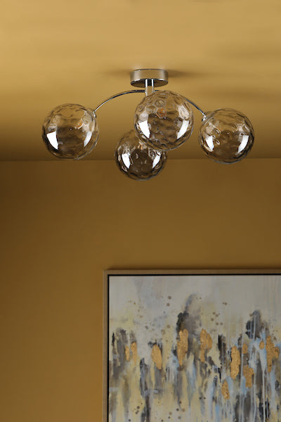 Dar Izzy 4lt Semi-Flush Chrome with Smoked Glass – from Amos Lighting + Home