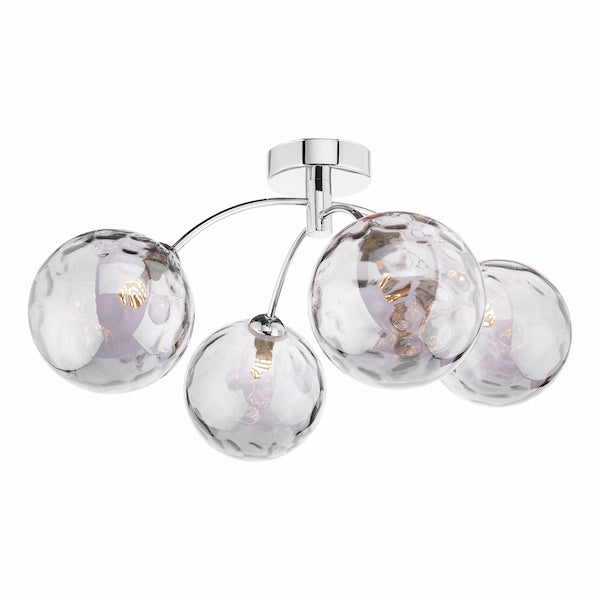 Dar Izzy 4lt Semi-Flush Chrome with Smoked Glass – from Amos Lighting + Home